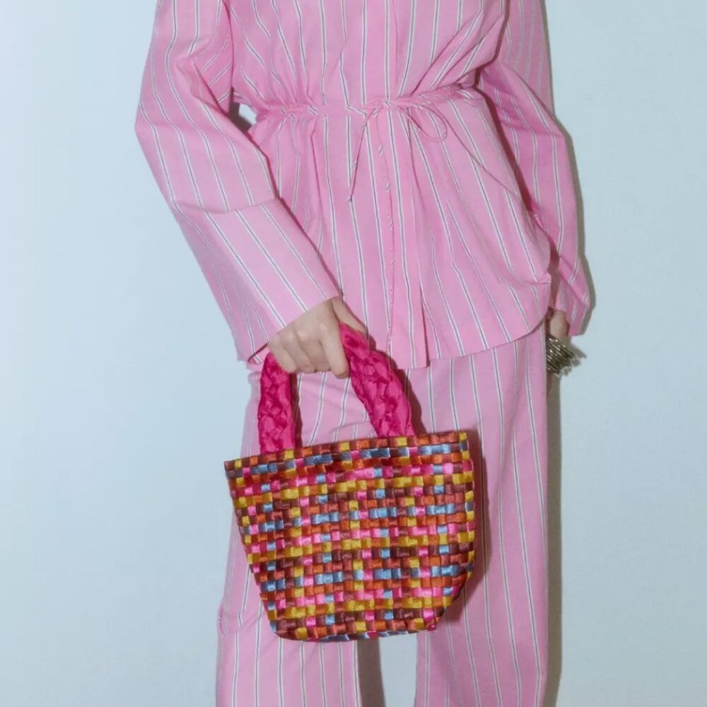 Zara Limited Edition Small Woven Bag in Pink